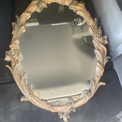 Vintage Antique Oval Shaped Wall Mirror 