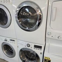 LG Front Loading Washer And Stackable Gas Dryer Set 