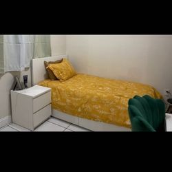 IKEA Twin Size Storage Bed Frame And Nightstand 