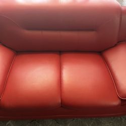 RED 3PC Sofa Loveseat Chair Modern Faux Leather Gel Living Room Set