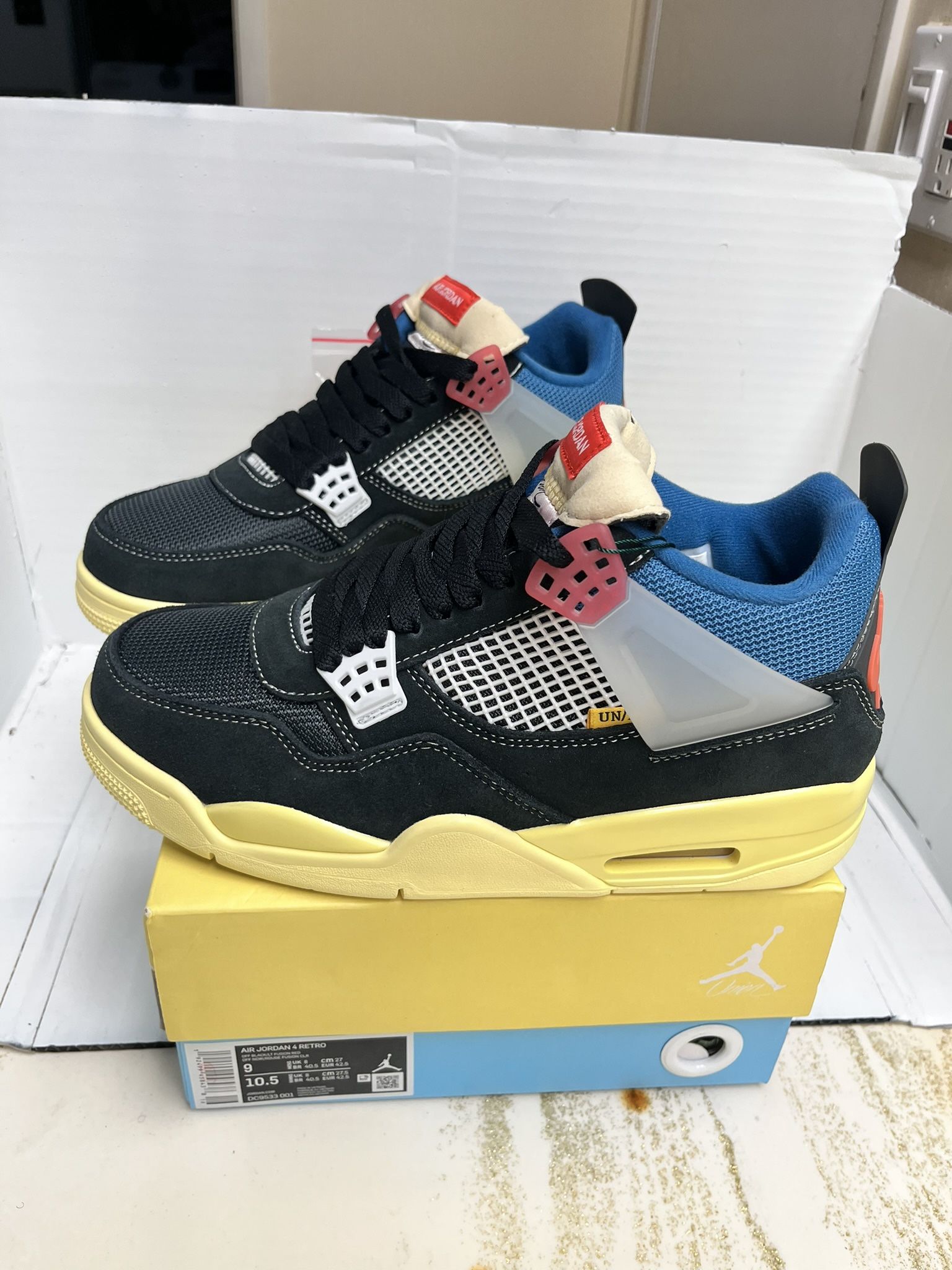 Nike Jordan 4 Union LA Noir Black Blue Off-White Size 9