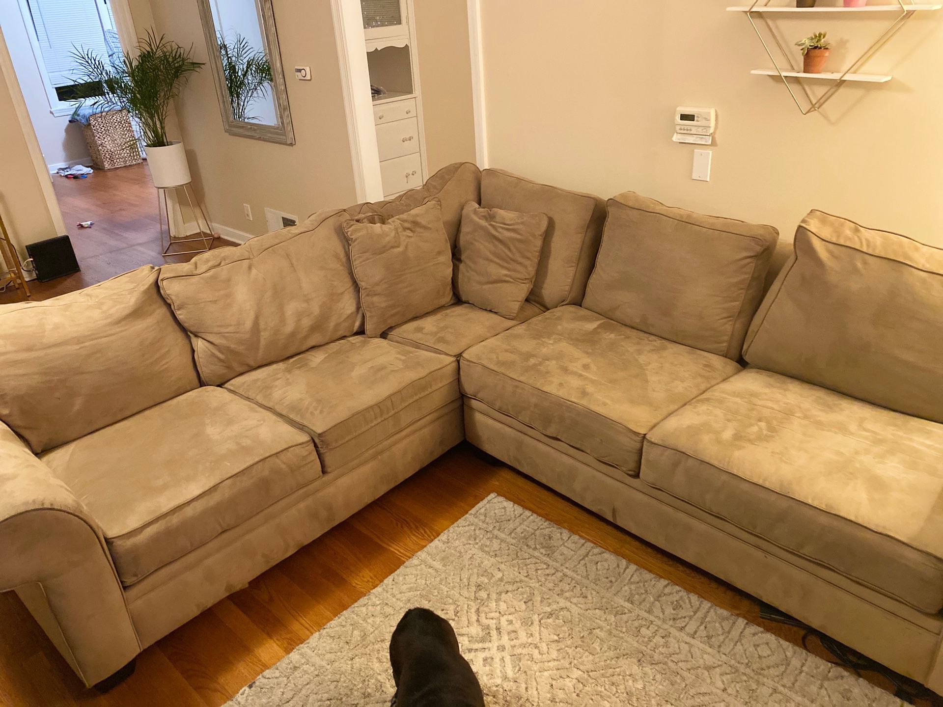 Caramel sectional “L” couch. Great condition :)