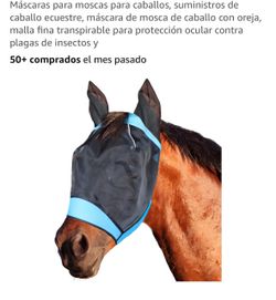 Máscaras para moscas para caballos, suministros de caballo ecuestre, máscara de mosca de caballo con oreja, malla fina transpirable para protección oc