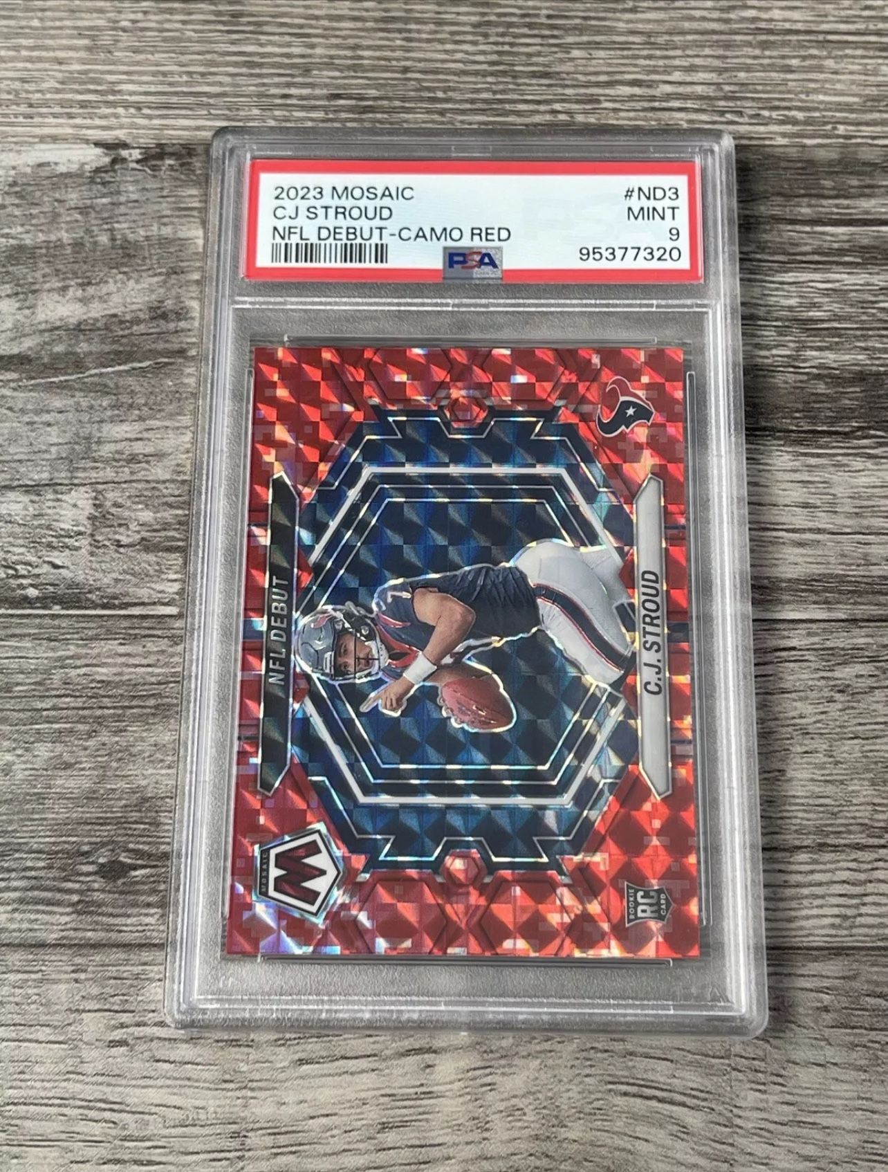 2023 Mosaic CJ Stroud NFL Debut Camo Red PSA 9