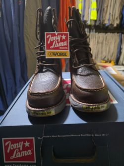TONY LAMA STEEL TOE WORK BOOTS SIZE 9EE