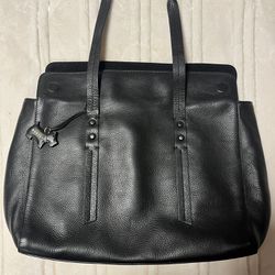 Radley London Belmont House Leather Tote Bag Flapover Black 13.5”x9.5”