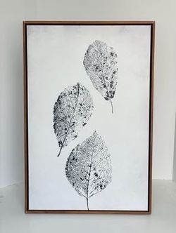 16x24 Black & White Canvas Print Wall Art in Brown Faux Wood Floating Frame