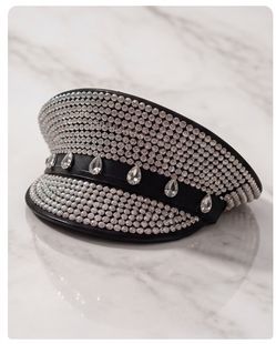 Women’s Black Rhinestone Hat – Sparkly Bling Cap