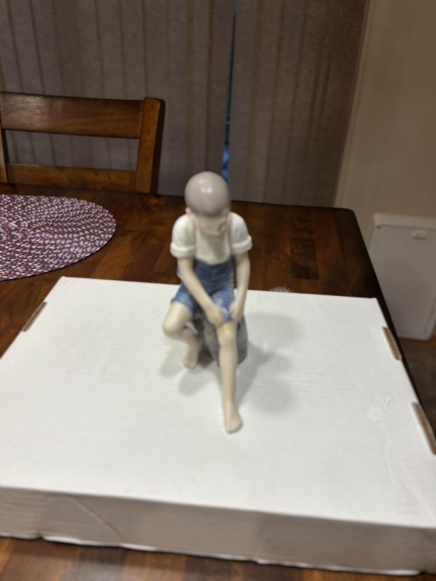 Bing Grondahl B&G Boy Sitting on Stone Figurine Porcelain 1757 Royal Copenhagen