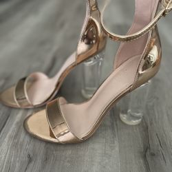 Clear Heels Rose Gold Size 8