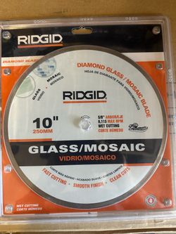 RIDGID Diamond Glass / Mosaic Blade 10" 250mm Wet Cutting 6,115 Max RPM HD-GT10P