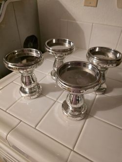 Silver Mercury Glass Candle Holders