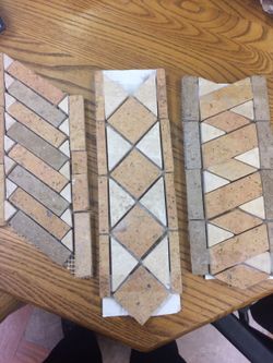 Border, made from Travertine stone. In Springfield va I have 180 pieces from the first two and 80 of the last one. Selling whole or minimum 40 pieces.