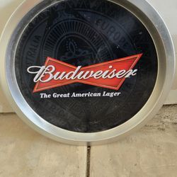 Vintage Budweiser Round Aluminum Serving Tray 