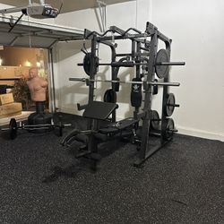 Vesta Fitness Smith Machine 2001 w/Bench Attachment | 230lb Bumpers Weights | 7ft Olympic Bar | Fitness | Gym Equipment | FREE DELIVERY🚚 