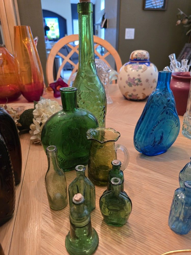 Green glass antique items