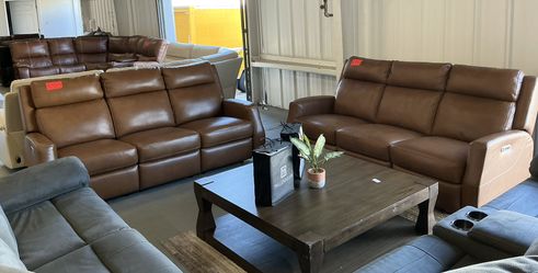 Leather Power Recliner Sofa Set 