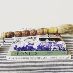 Vintage 15” L Extra Large Marble and Real Animal Hair Calligraphy Brush