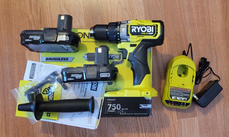New Ryobi Hp Hammer Drill Cordless Brushless Kit $90 Firm. Pickup Only