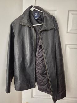 Gap Black Leather Zip-Up Jacket