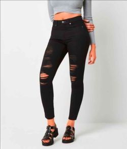 Arizona Curvy High Rise Black Ripped Denim Skinny Jeans NWT