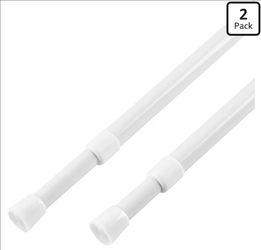 2 Pcs Spring Tension Curtain Rod Adjustable 28 to 40 Inches, White
5/8" Diameter, Expandable Spring Loaded, No Drilling, No-Slip End Caps, for Windows