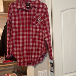 New Teen SF 49ers Flannel Button Jr SIZE Large 11/13