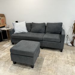 Comfortable couch with ottoman 
