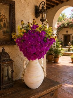 Handcrafted one of a kind vase with floral arrangement