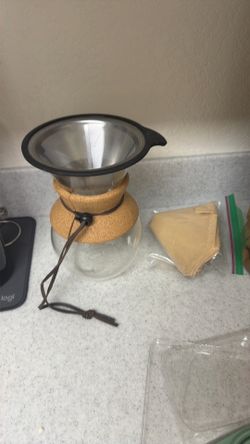 Pour over drip glass coffee set with paper filters