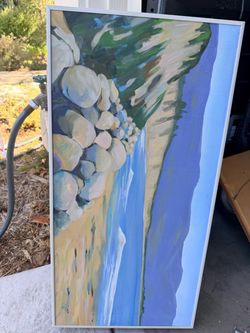 Framed Canvas Coastal Landscape Painting