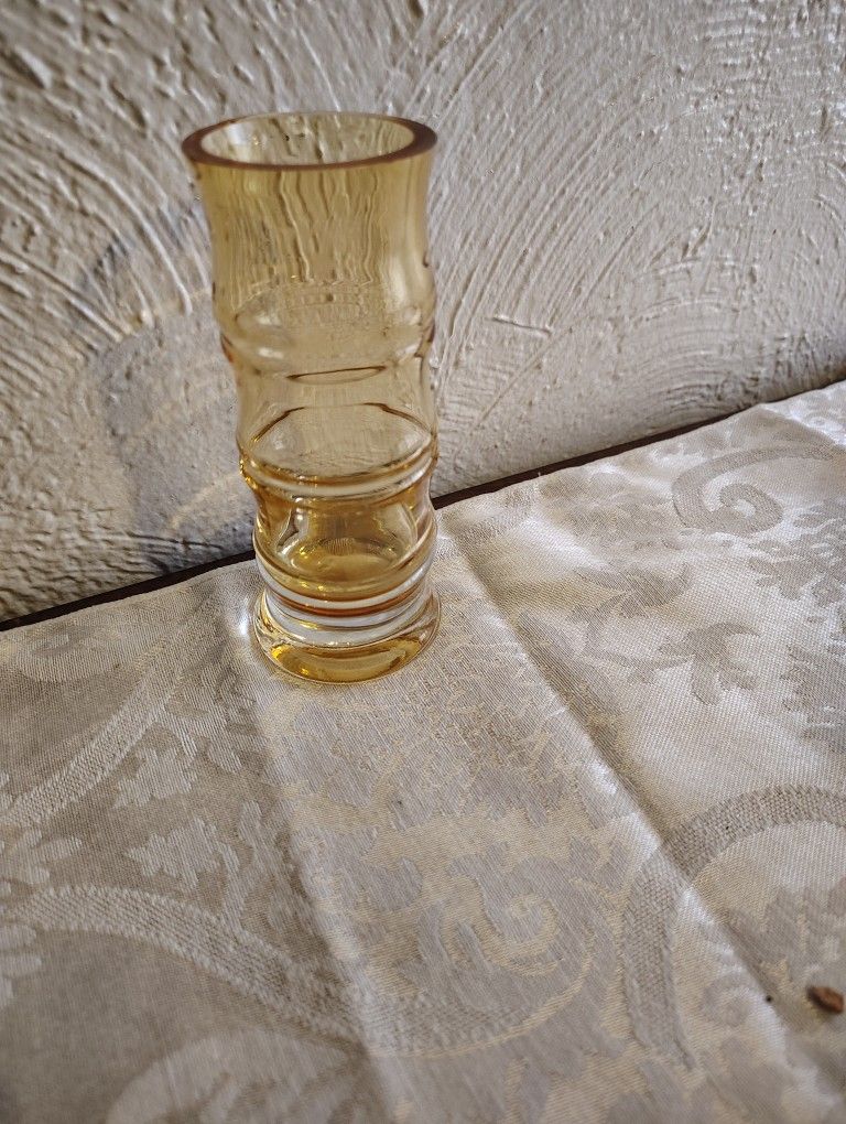 Vintage Amber Small Glass Vase