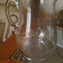 Antique Etched Pitcher 