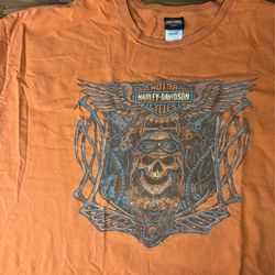 Harley-Davidson Men's Long Sleeve T-Shirt Orange, Regular Size 5XL