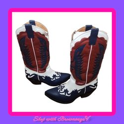 Jeffrey Campbell Red White Blue Cowboy Boots 10