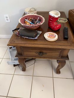 Two living room end  tables, wood, vintage