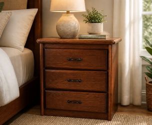 Solid Wood 3-Drawer Nightstand / End Table – Excellent Condition