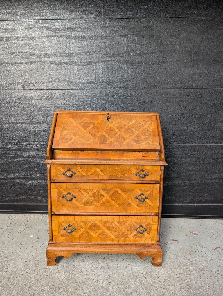 Beautiful Little Antique Vintage Secretary Desk Solid Wood