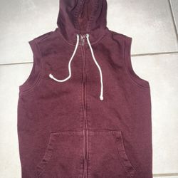 Maroon Or Burgundy Hoodie/vest