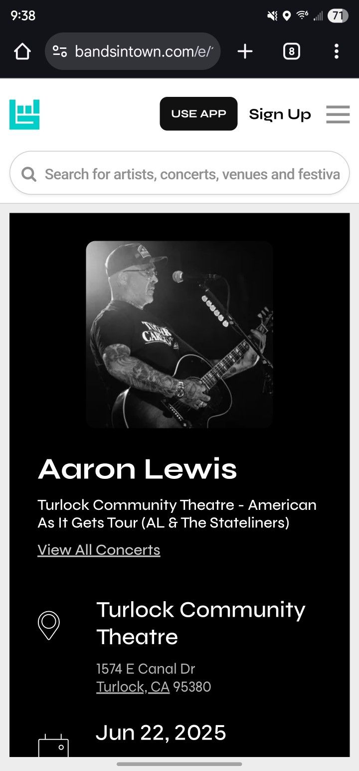 Aaron Lewis Turlock 2 Tickets 