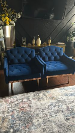 Blue/gold living room chairs