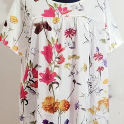 Women 3 XL Pull Over White Floral Casual Dress