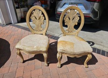 Pair of Solid Wood Carved Accent / Dining Chairs