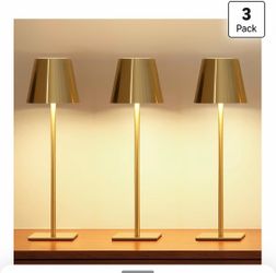 3-Pack Cordless LED Table Lamps - Gold 2 sets totally 6