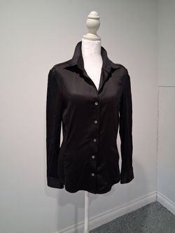 Black satin shirt, small