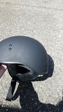 Half shell motorcycle helmet.