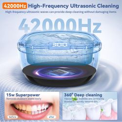 Ultrasonic Retainer Cleaner, Retainer Cleaner for Dentures, Mouth Guards