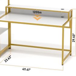 Office Desk White and Gold - Mesa/Escritorio/Burro