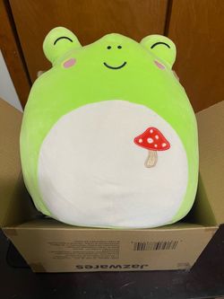 Squishmallows Original 14-Inch Wendy Green Frog with Mushroom Embroidery
