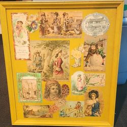 Collage of Antique Female Advertisements On Board